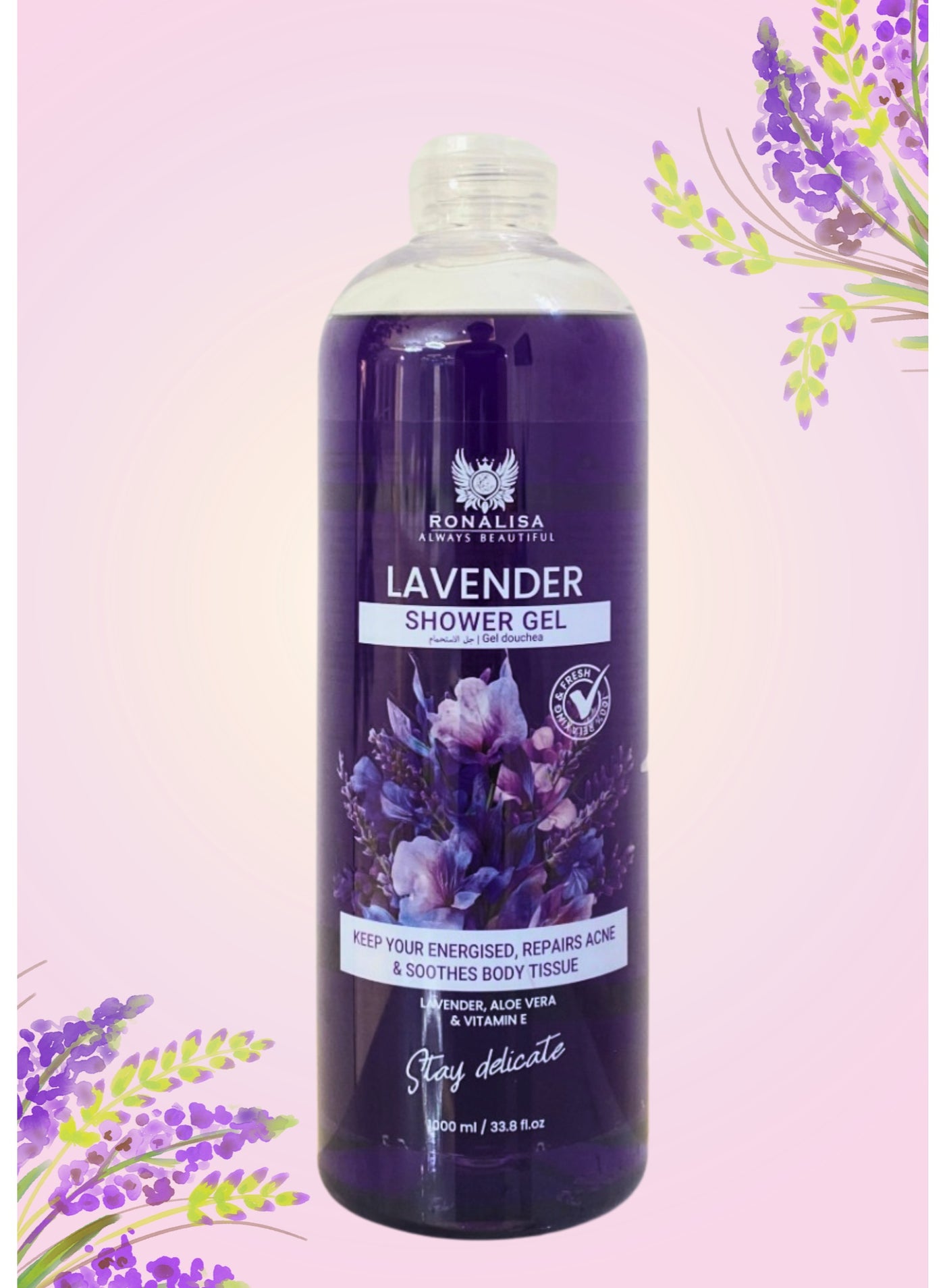 Lavender Shower Gel with Vitamin E and Aloe Vera -1000ml