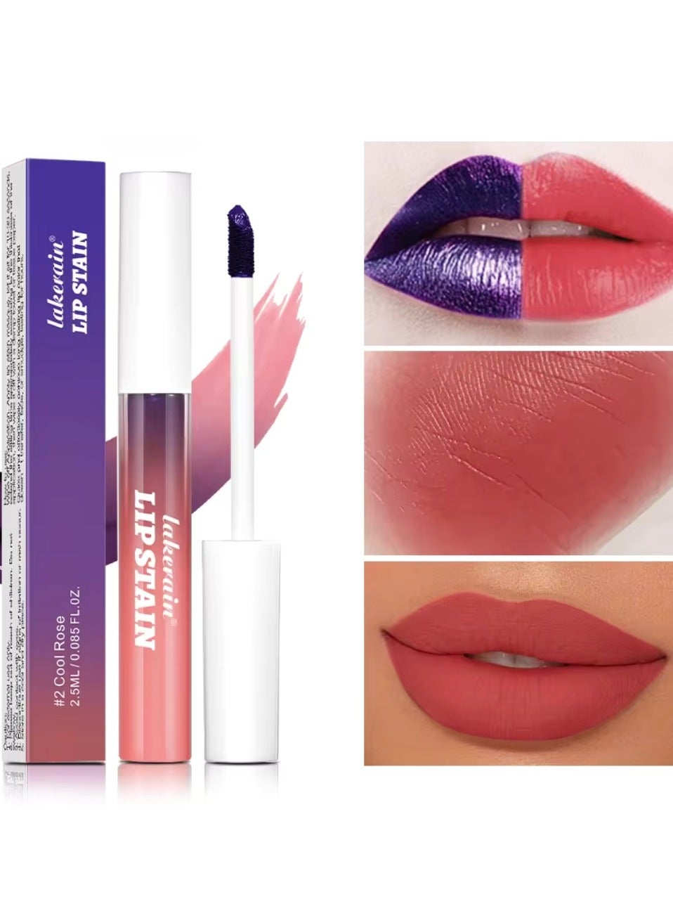 Peel Off Lip Stain Lipstick Peel Off Lip Color Stain Long Lasting Lip Stain Peel Off Infused Sweat Proof Waterproof Long Lasting Highly Pigmented Matte Lipstick Cool Rose 02