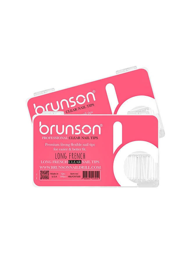 False Nail Tips Long French Clear BLFCNT500
