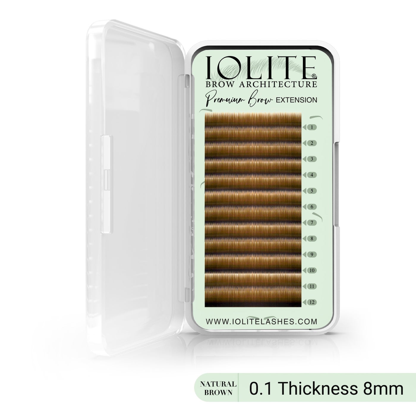 Premium Eyebrow Extension Brow-I; False Eyebrows in Tray - Brow Extension 0.10T Thickness ; Length - 8mm, 9mm, Mix - Natural Brown - 8mm