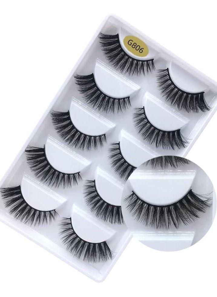 ORiTi False Eyelashes, 5 Pairs 3D Natural Fluffy  Lashes