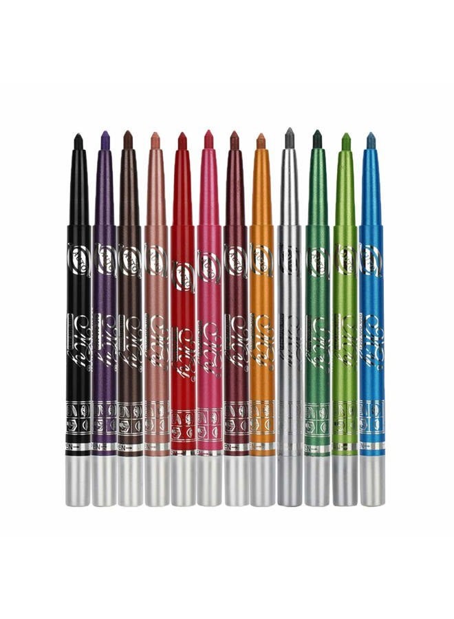 Eyeliner Pencils - 12 Colors Retractable Eye Makeup Liners for Women, Easy Apply Colored Eyebrow Pencil Waterproof Soft Crayon Eye Shadow Set