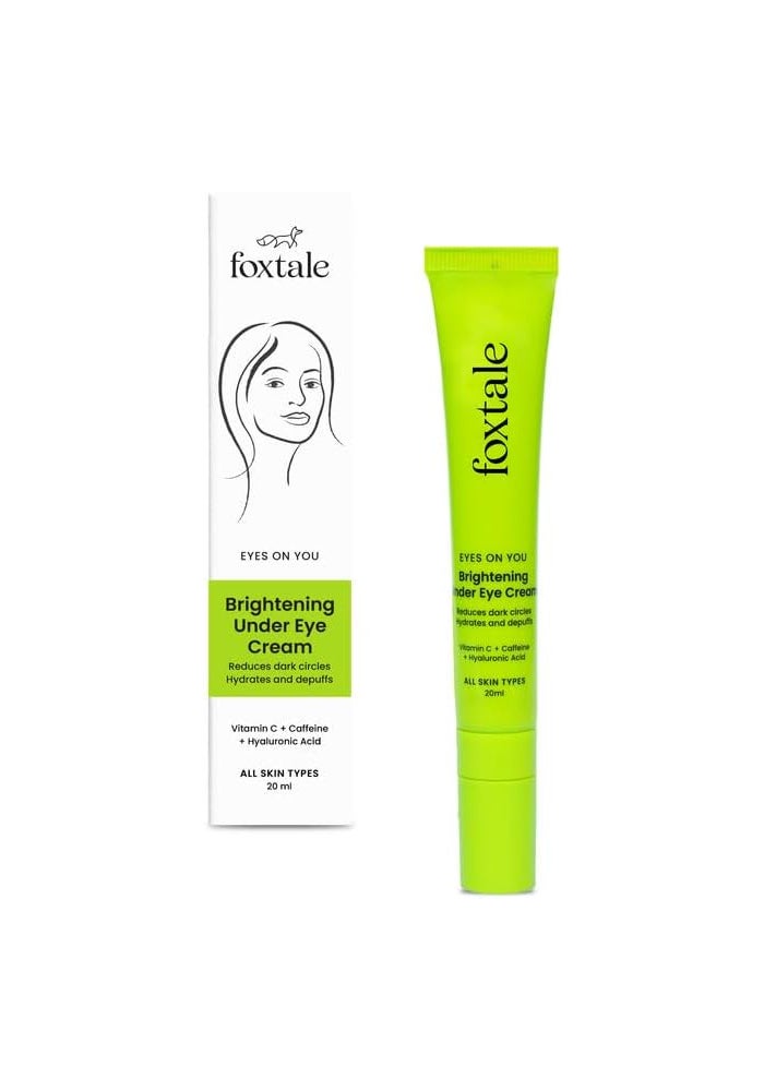 FoxTale Brightening Under Eye Cream with Vitamin C, Caffeine, and Hyaluronic Acid - Reduces Dark Circles and Puffiness - 20ml