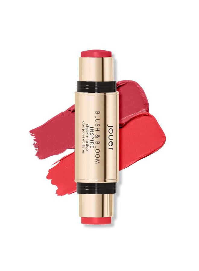 Blush & Bloom Cheek + Lip Duo - Hydrating Cream Blush Stick for Lip and Cheek Tint - Moisturizing Rose Hip and Squalane Oil Formula, Inspire
