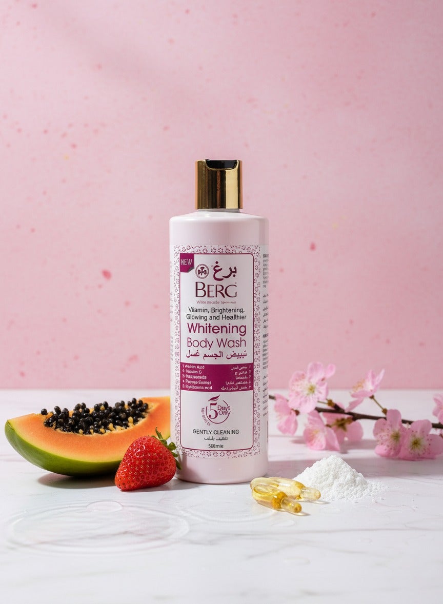 Berg Natural Whitening Body Wash – Enriched with Amino Acid, Vitamin C, Niacinamide, Papaya Extract & Hyaluronic Acid (500 ml)