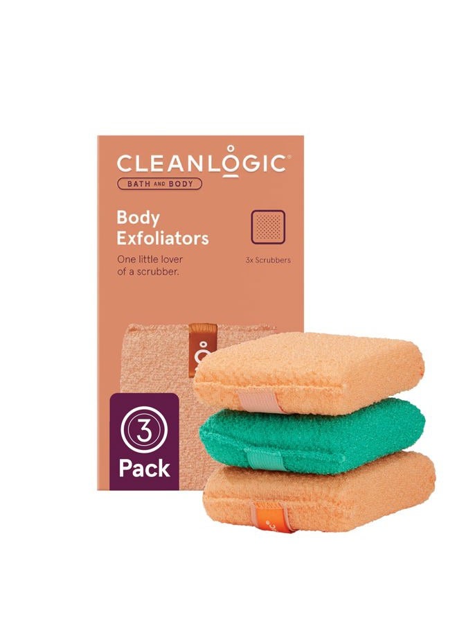 Bath and Body Exfoliating Body Scrubber, Small Exfoliator Tool for Smooth and Softer Skin, Daily Skincare Routine, Assorted Colors, 3 Count Value Pack