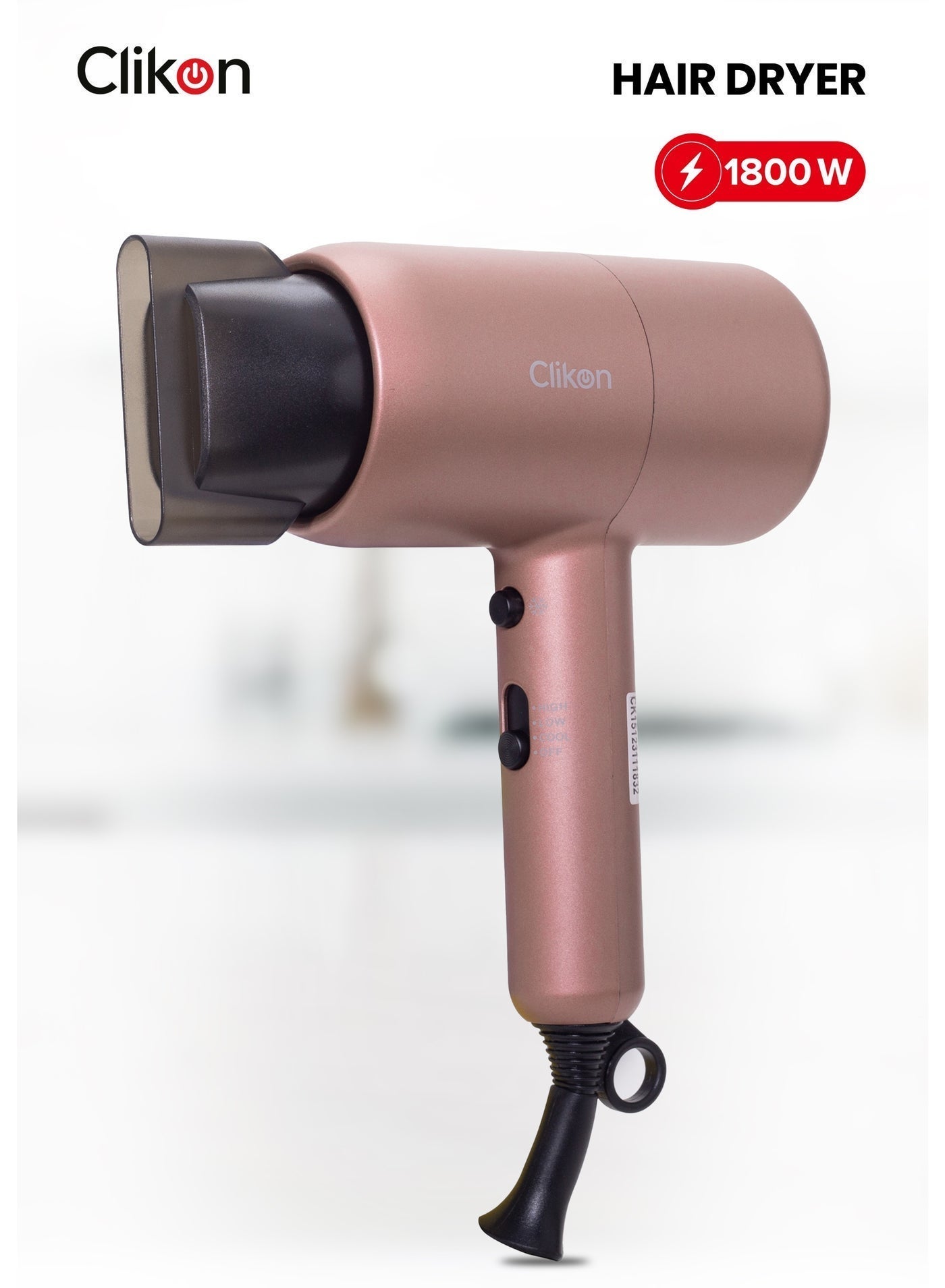 Clikon Professional Hair Dryer - 2-Speed & 3 Temperature Settings 1800W- 2 Years Warranty