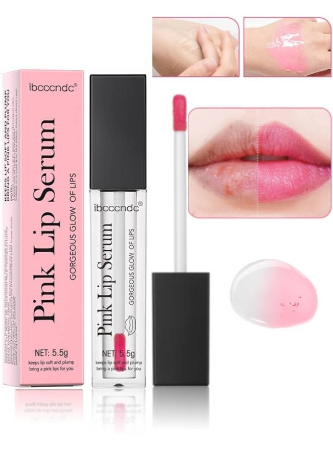 Pink Lip Serum Lip Gloss Oil for Plumper and Moisturizer Serum Hydrating Lip Serum for Dry Peeling and Dark Lips Color Changing Lip Oil for Lips and Cheeks Gorgeous Glow of Lips 5.5g