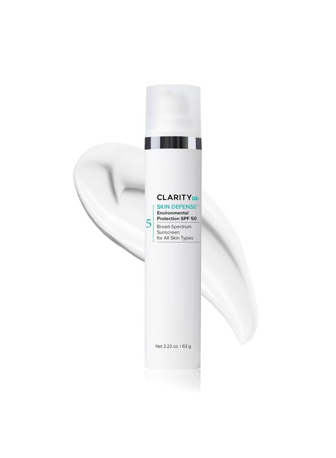Skin Defense Broad-Spectrum SPF 50, Natural Plant-Based Moisturizing Face & Body Sunscreen With Zinc & Hyaluronic Acid (2 Oz)