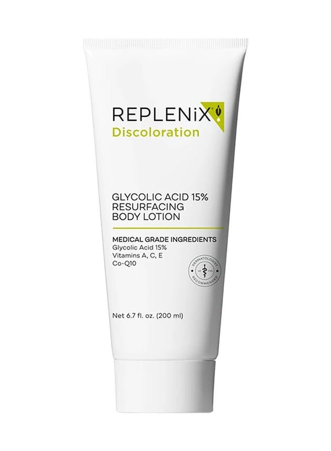 Discoloration Glycolic Acid 15% Resurfacing Body Lotion, Medical Grade Glycolic Acid Exfoliating Cream, Antioxidant Treatment Smooths Skin Texture, Suitable for Sensitive Skin, 200ml