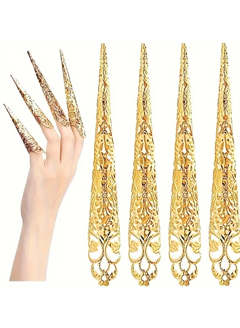5Pieces Of Ancient Queen Costume Fingertip Claws Nail Claw Ring Nail Ring Decoration Accessories Finger Joint Protection Halloween Role-playing Drama Dance Performance