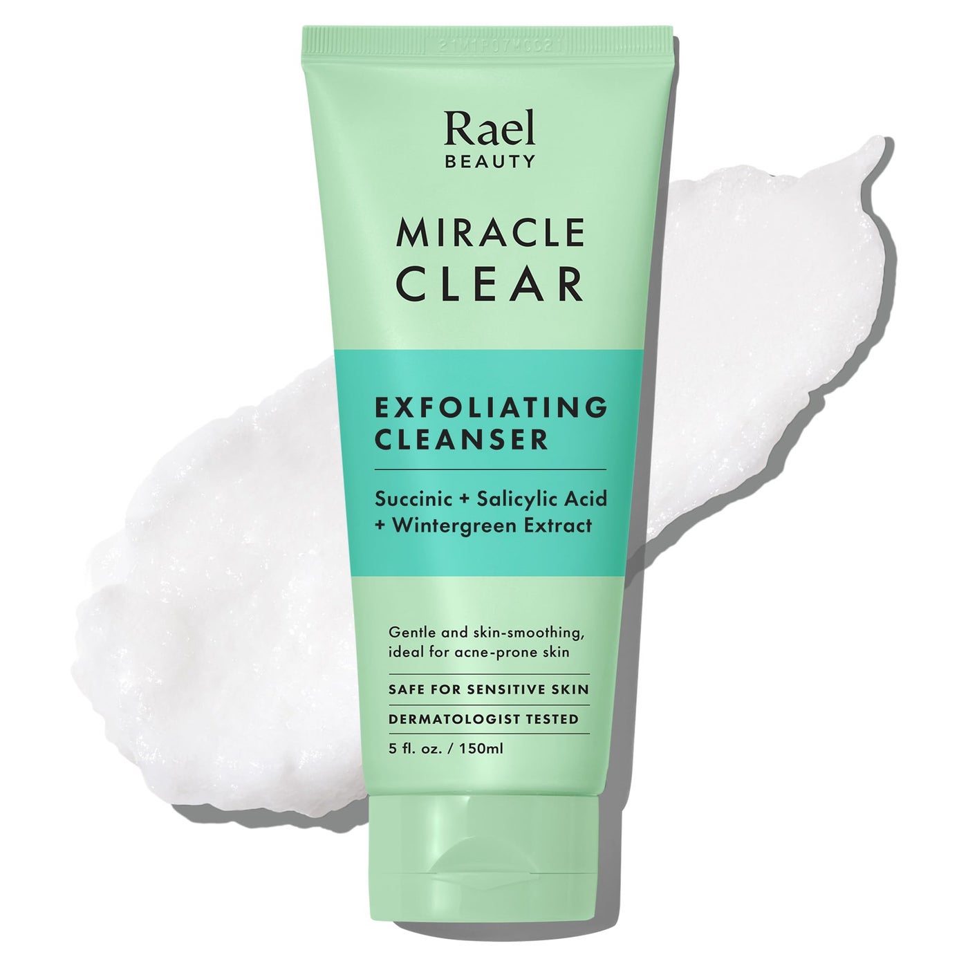 Rael Face Wash, Miracle Clear â€“ Gentle Exfoliating Cleanser with Succinic Acid & Minerals, Korean Skin Care (5 fl oz)