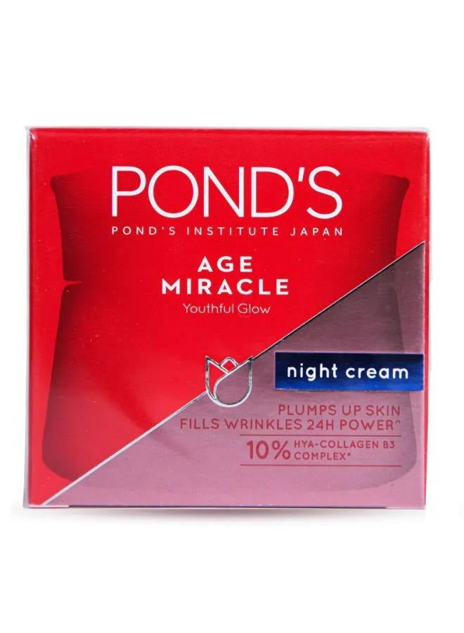 Age Miracle Night Face Cream, With Vitamin B3 and 10% Retinol C, Youthful Glow, 24 hour wrinkle correcting glow 50 g