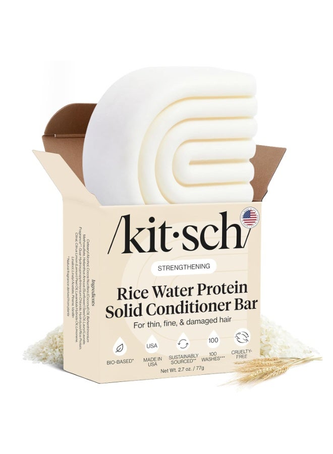 Kitsch Rice Water Conditioner Bar for Hair Growth – Rice Protein Hair Conditioner Bar to Repair Damage, Prevent Split Ends & Boosts Shine – Paraben, Silicone & Sulfate-Free Hair Care - 2.7 oz