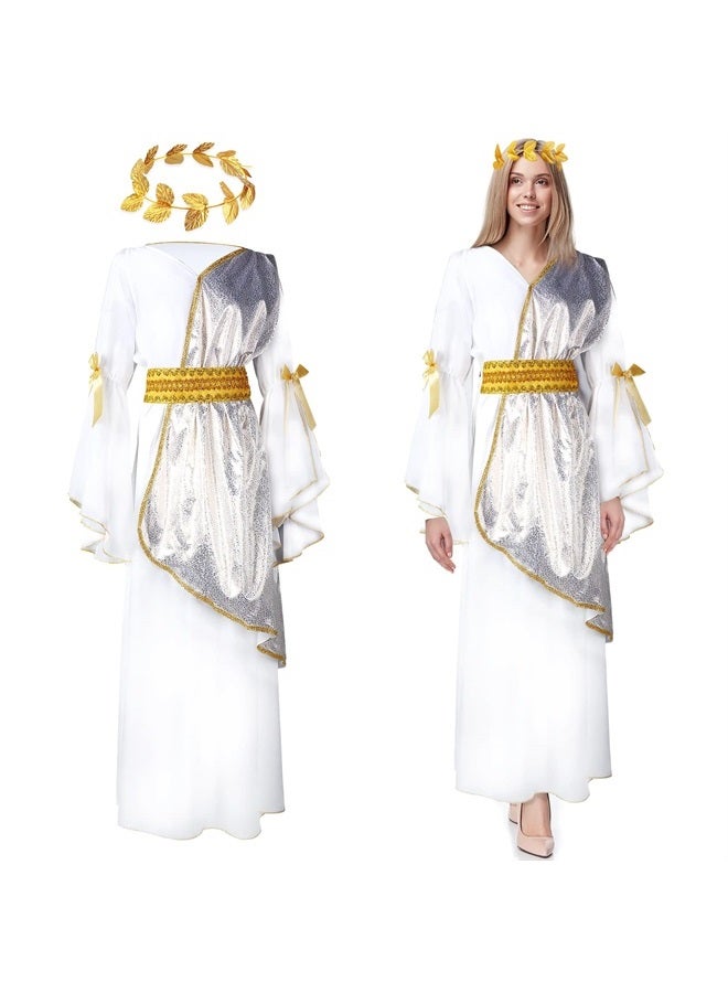 2 Pcs Women's Toga Costume, Include Greek Dress and Roman Crown Leaf Wreath (2X-Large)
