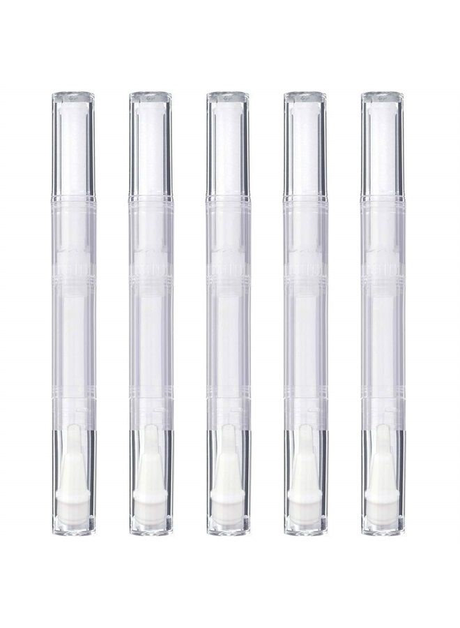 5 Pack 3 ml Transparent Twist Pens, Empty Nail Oil Pen with Brush Tip, Cosmetic Lip Gloss Container Applicators Eyelash Growth Liquid Tube (5x)