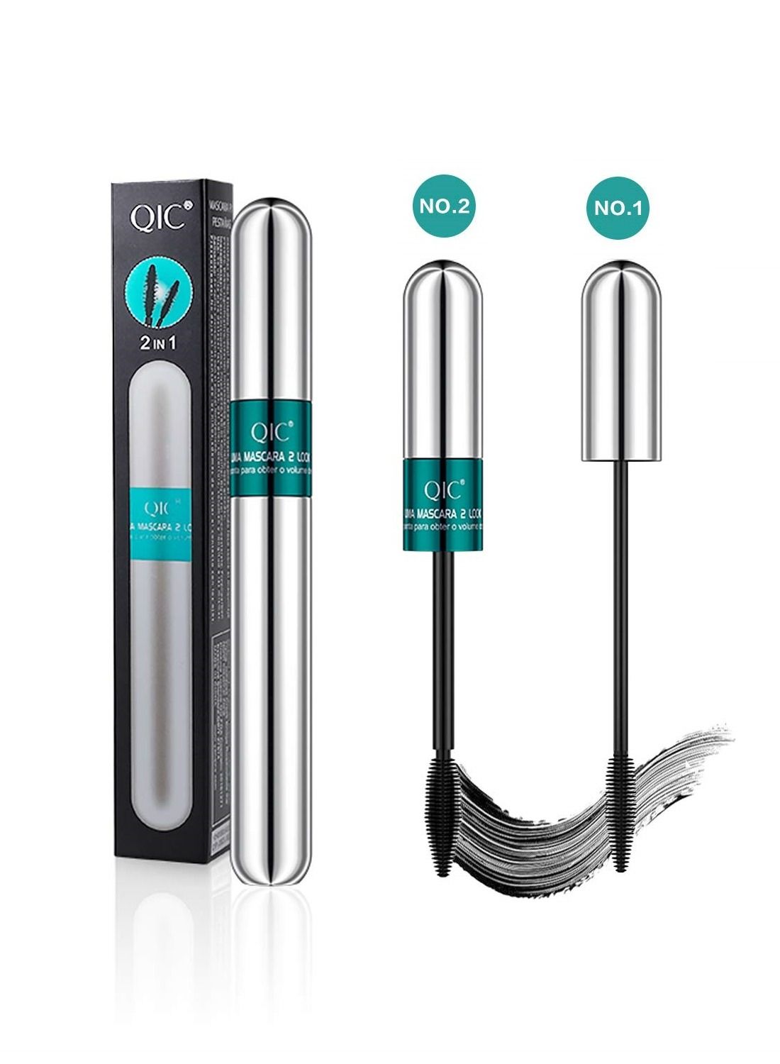 Mascara Black Volume and Length 2 in 1 Natural Mascara Waterproof Lengthening and Thickening Thrive Liquid Lash Extensions Mascara Hypoallergenic Long Lasting