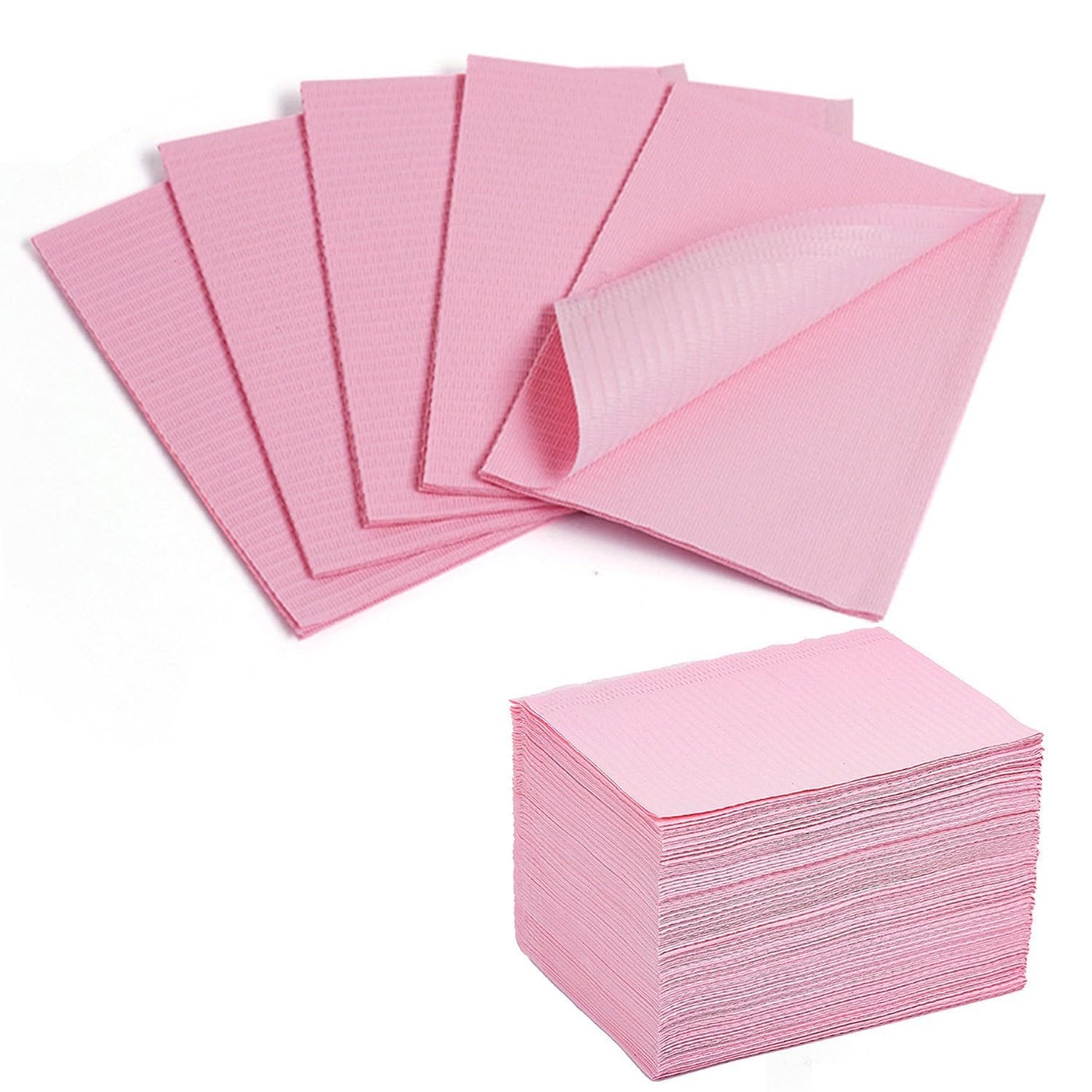 Makartt Disposable Nail Mats: 50Pcs Easy to Clean,3 Ply Waterproof Nail Table Desk Towel for Manicure Pedicure, Versatile for Tattoo & Dental Bibs, Salon Nail Tech & Home DIY Nail Art Supplies Pink