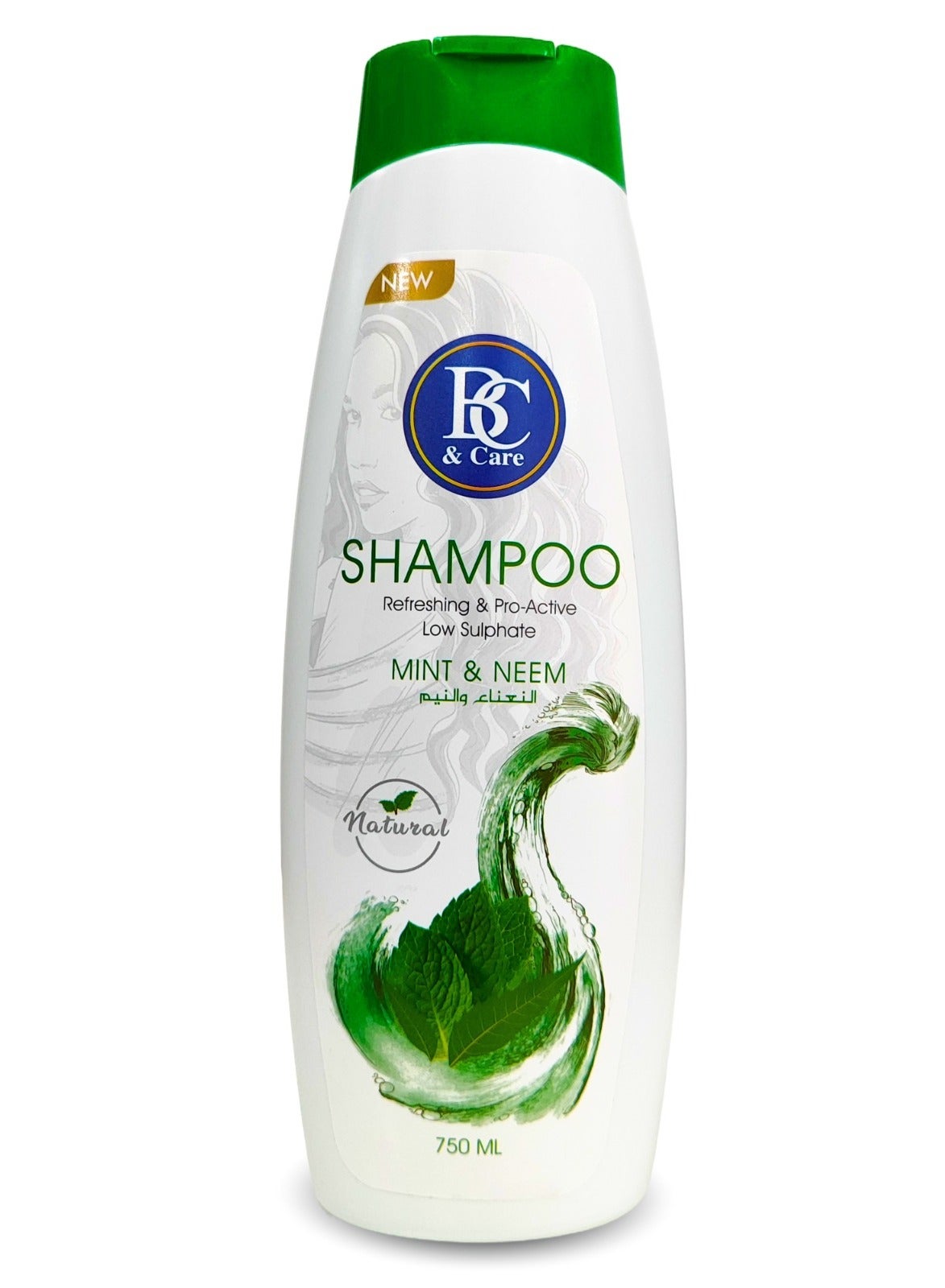 Mint and Neem Natural Shampoo: Refreshing & Pro-Active Low-Sulfate Formula 750ml