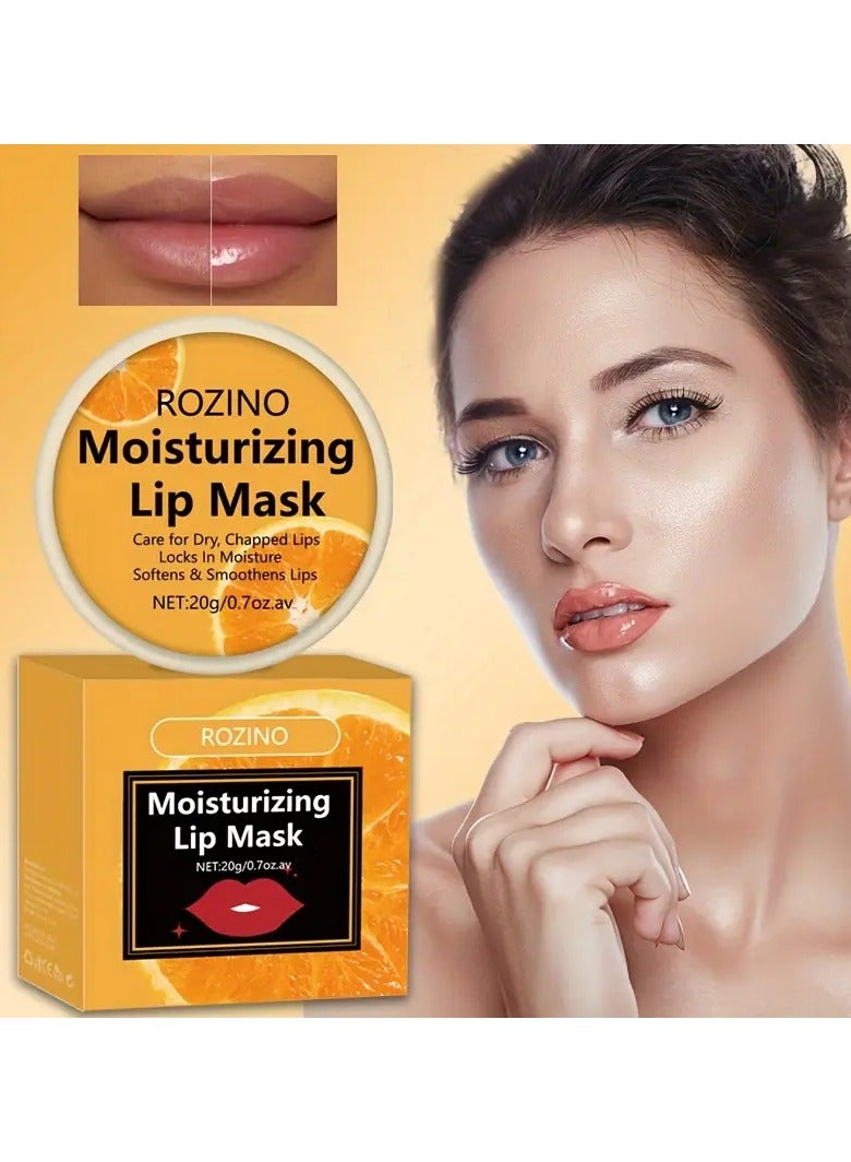 1pc ROZINO Orange Lip Mask for Women - 20g, Moisturizing & Hydrating, Reduces Dryness & Cracking, Long-Lasting Natural Luster, Safe & Non-Irritating, Easy Application, Convenient Travel Size