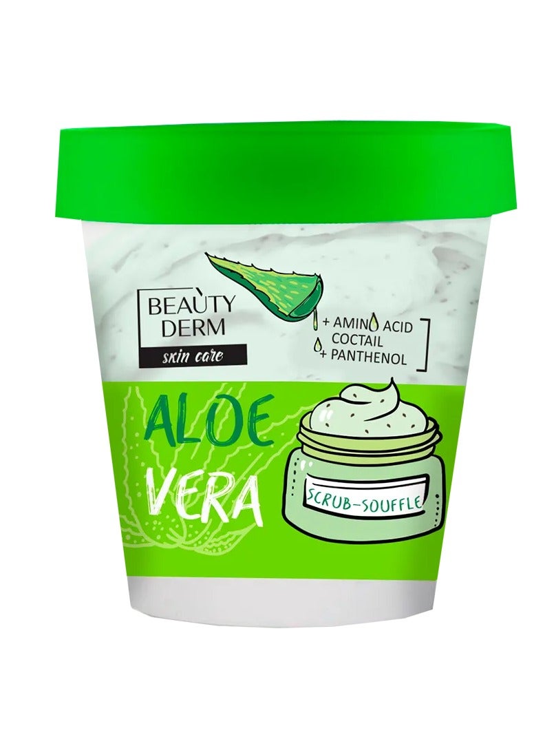 Aloe Vera Body Scrub Souffle Cleanse and Gentle Exfoliating Body Skin Scrubber with Amino Acid and Panthenol to Nourishes and Dehydrate Sensitive Skin Care 190 g