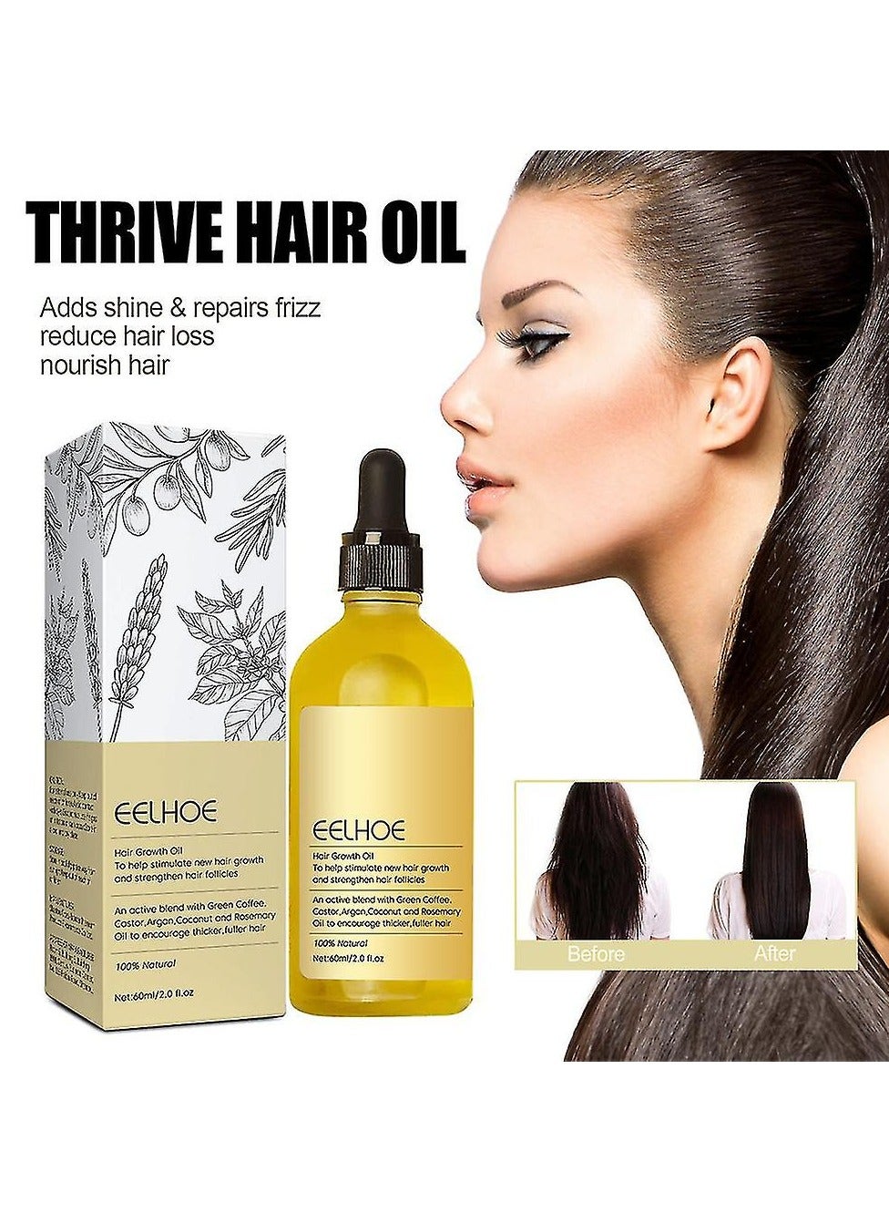 Rosemary Essential Oil Hair Repair, Lavender Oil for Hair Loss, Smooth Hair Care, Hair Care, 60ml