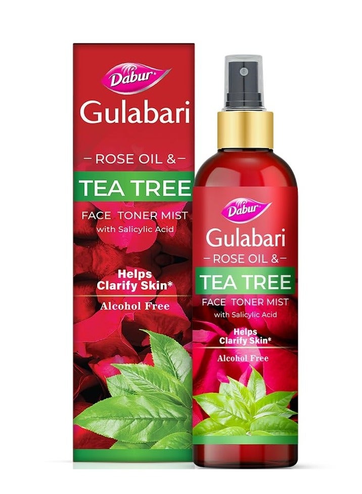 Gulabari Rose Oil & Tea Tree Face Toner Mist with Salicylic Acid Treats Breakouts, Blackheads, and Whiteheads | Tightens and Refines Pores | Alcohol Free | 100ml