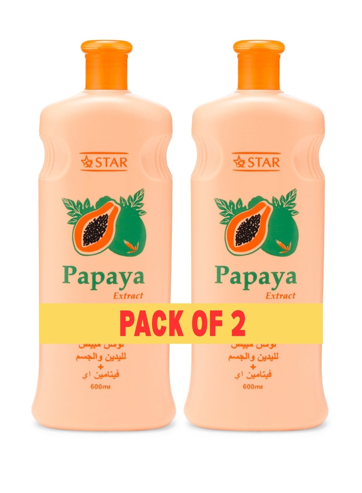 Original Papaya Nourishing Body Lotion – (600ml x 2) Deep Hydration & Skin Brightening Hand Lotion with Vitamin E – Soothes Dry Skin, Restores Radiance & Softness – Moisturizer For Hands, Face, Feet and Body