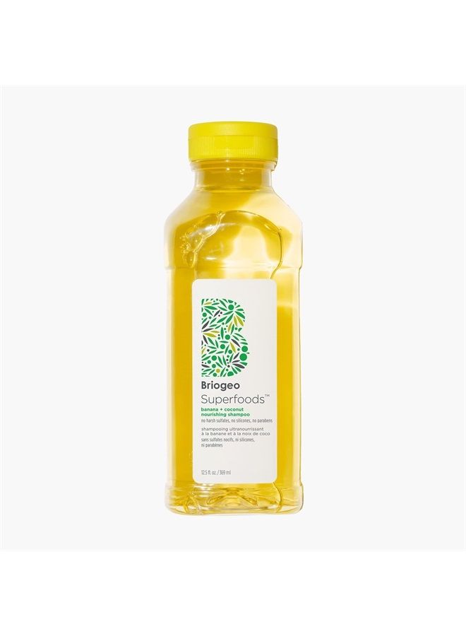 Superfoods Banana + Coconut Nourishing Shampoo, Replenish Dull, Dry Hair and Supports Healthy Hair and Scalp, Vegan, Phalate & Paraben-Free, 12.5 Ounces