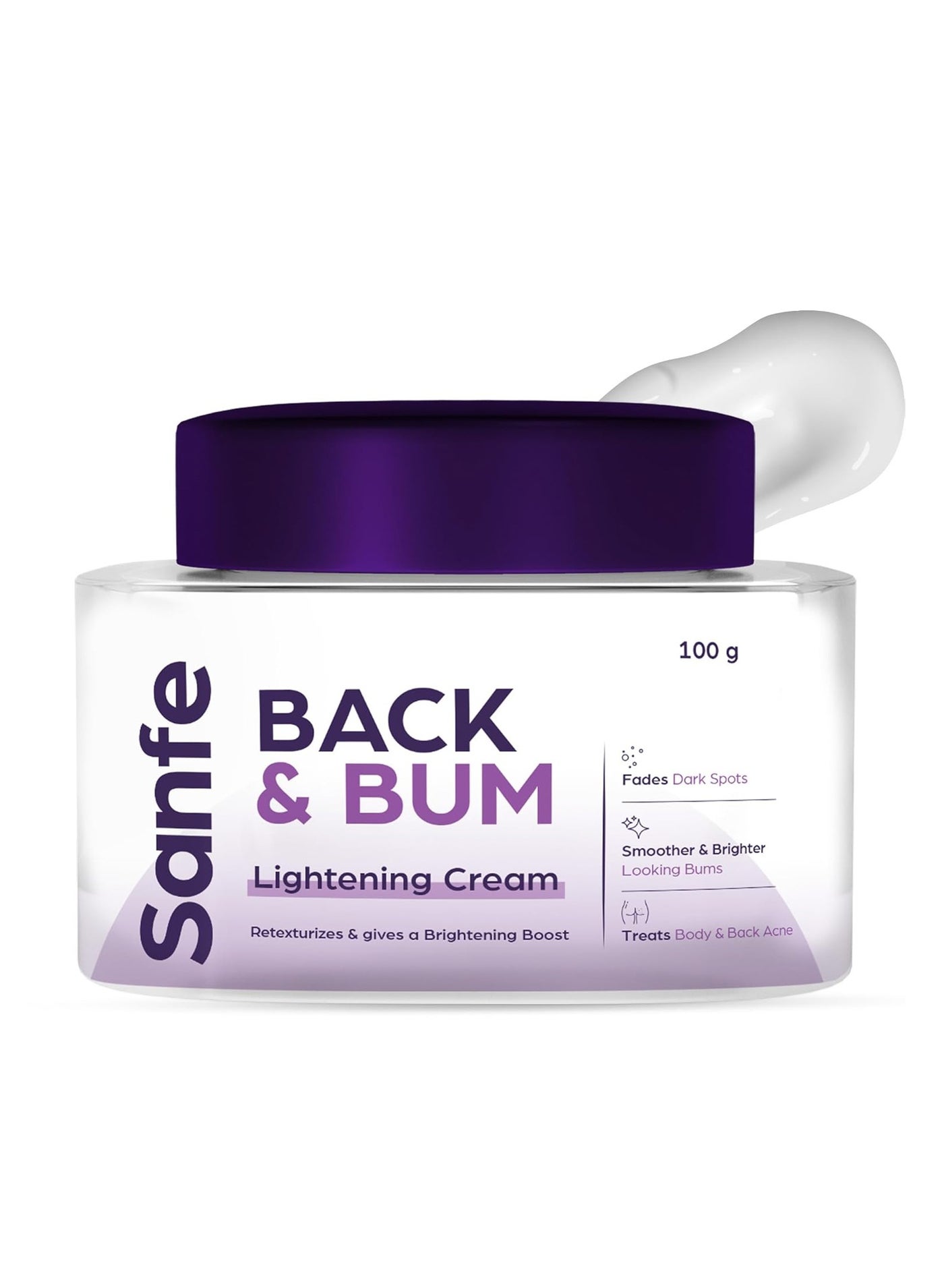Sanfe Back & Bum Cream for Dark Spots and Body Acne for Women 100gm
