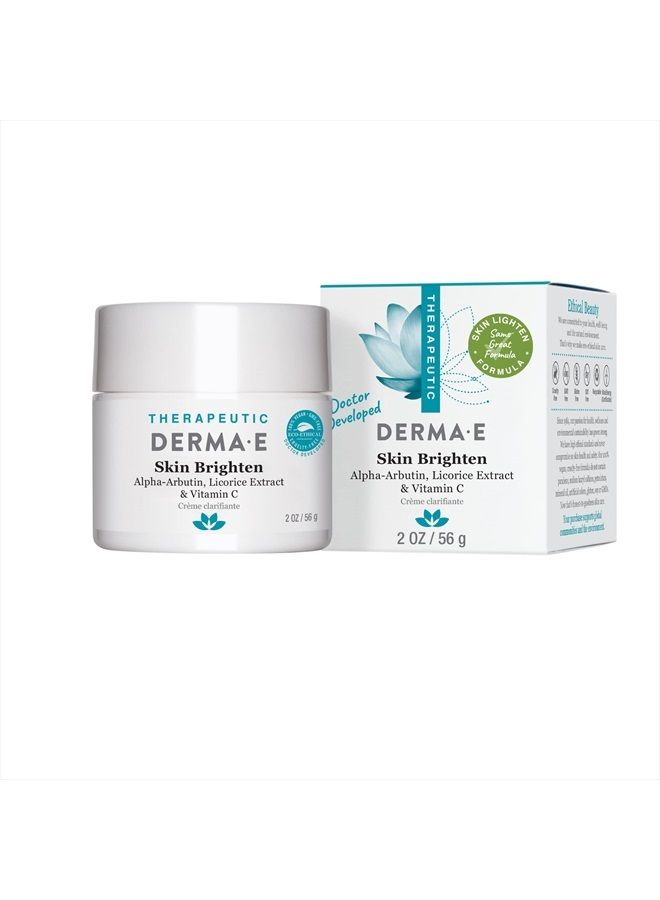 DERMA E Skin Brightening Cream – Lightening Cream for Dark Skin Spots – Natural Face and Body Brightener for Age Spots, Hyperpigmentation and Uneven Skin Tone, 2 oz
