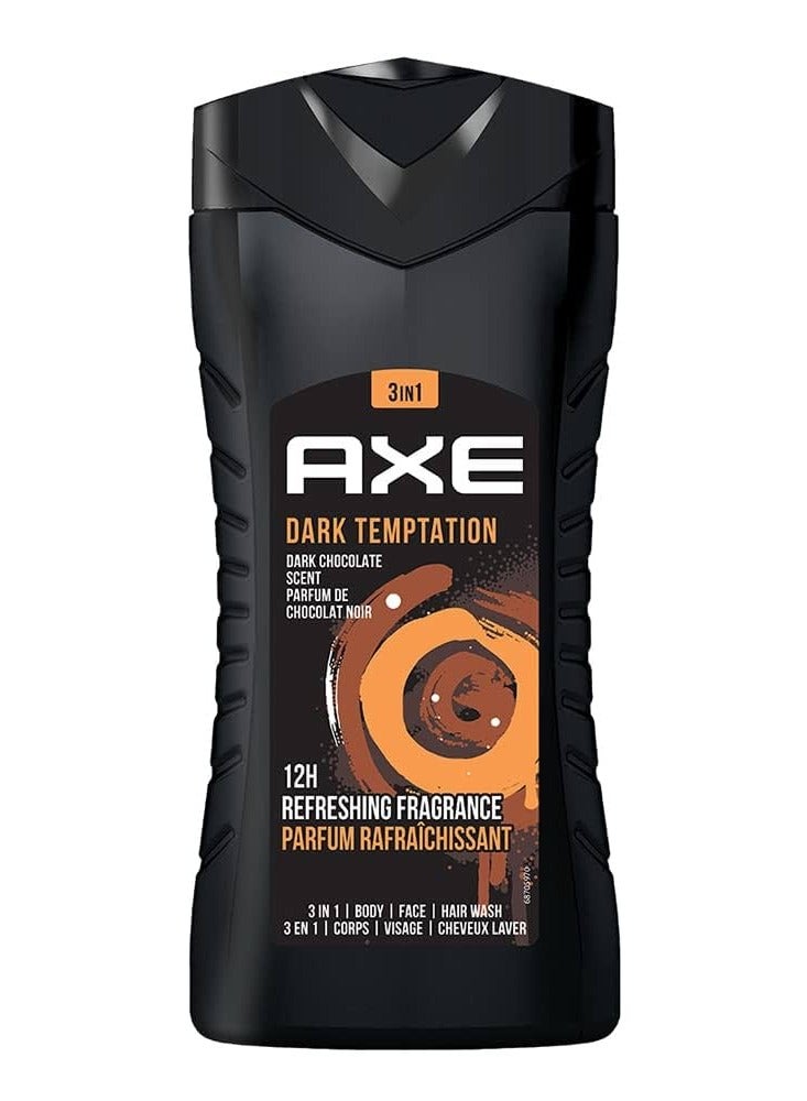 Dark Temptation 3 In 1 Body Face + Hair Wash for Men Long Lasting Refreshing Dark Chocolate Fragrance Natural Origin Ingredients Removes Odor + Bacteria Dermatologically Tested 250ml