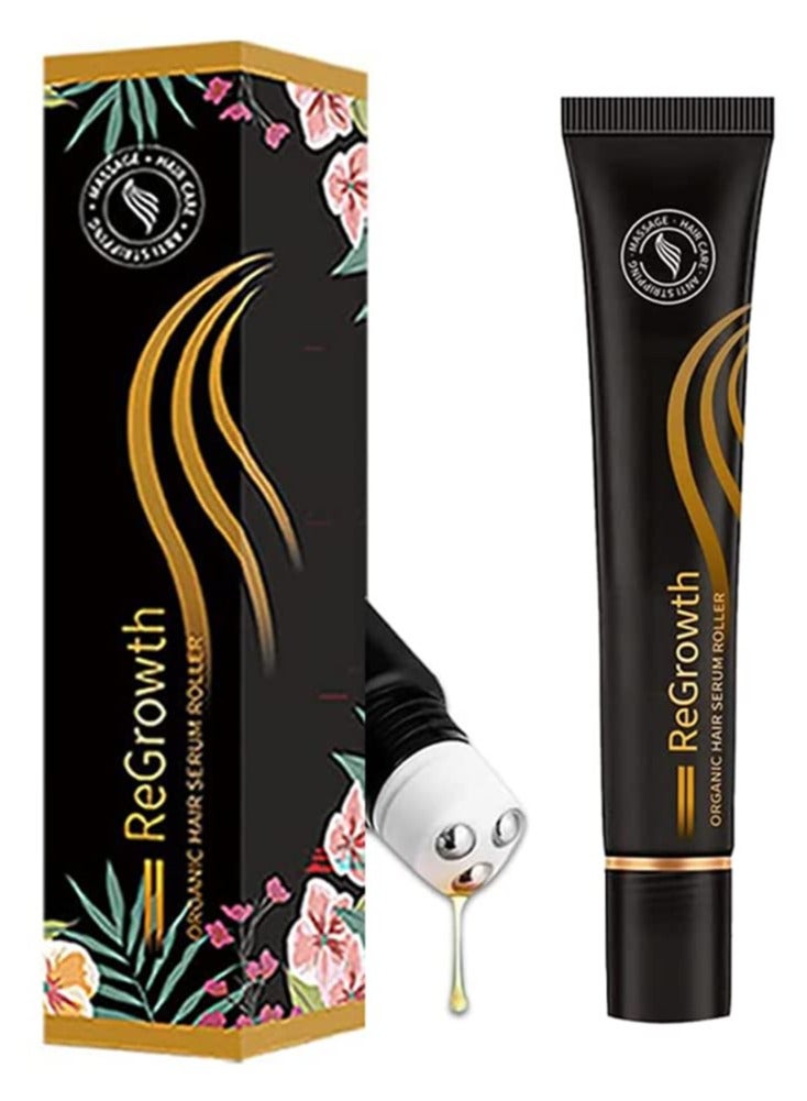 Regrowth Organic Hair Serum Roller, Herbal Rolling Ball Massage Hair Reactive Serum,Hair Growth Serum for Natural Hair,for Stronger, Thicker Hair, for Receding Hairline & Pattern Baldness