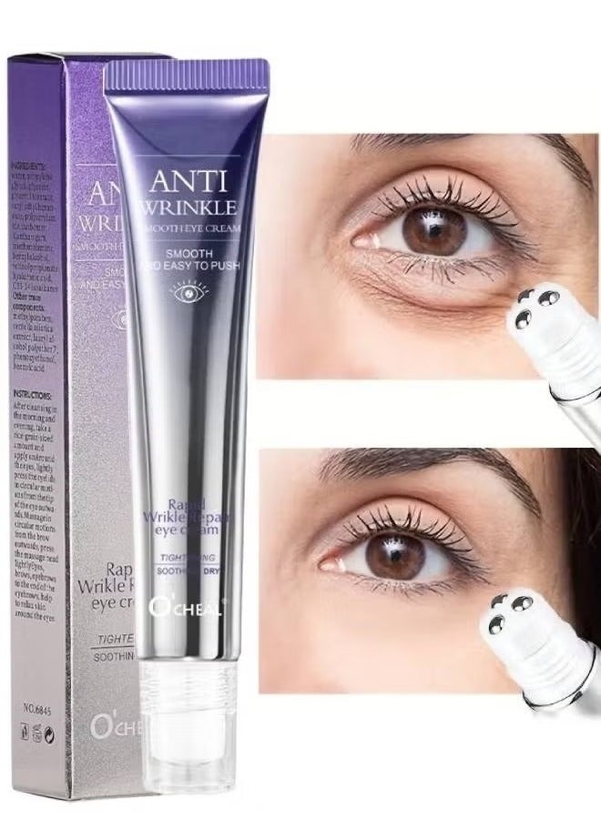 Rapid Wrinkle Repair Eye Cream Wrinkle Smoothing Roll On Eye Massage Eyes Fade Fine Lines Reduce Dark Circles Eye Serum Tighten Eye Bags Puffiness Improve Elasticity Eye Treatment Cream 20g