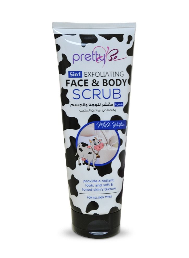 5 in 1 Exfoliating Face & Body Scrub with Milk Protein Extracts for All Skin Types 240ml
