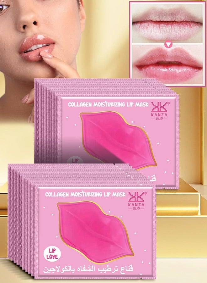 20-Piece Collagen Moisturizing Lip Mask Lip Plumper Hydrating Nourishing Crystal Pink Lip Mask Natural Shiny Moisturizing Smooth Texture Healthy Elasticity Lip Mask Collagen Lip Mask