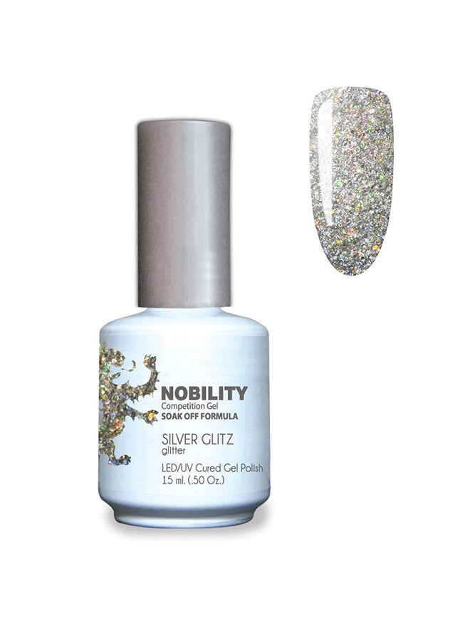 Gel Nail Polish 15 ml, Long Lasting, Chip Resistant, Requires Drying Under UV Led Lamp Silver Glitz Nbgp68