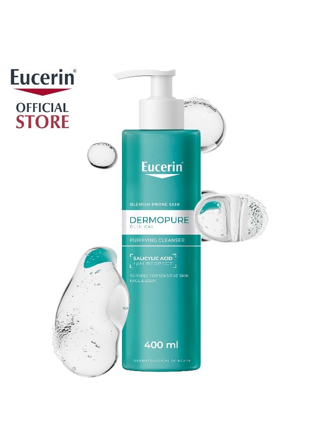 Dermopure Clinical Purifying Cleansing Gel With Salicylic Acid For Blemish & Acne-Prone Skin, Removes Excess Sebum And Dirt, Fragrance-Free, Soap-Free, Suitable For Blemish And Acne-Prone Skin, 400Ml