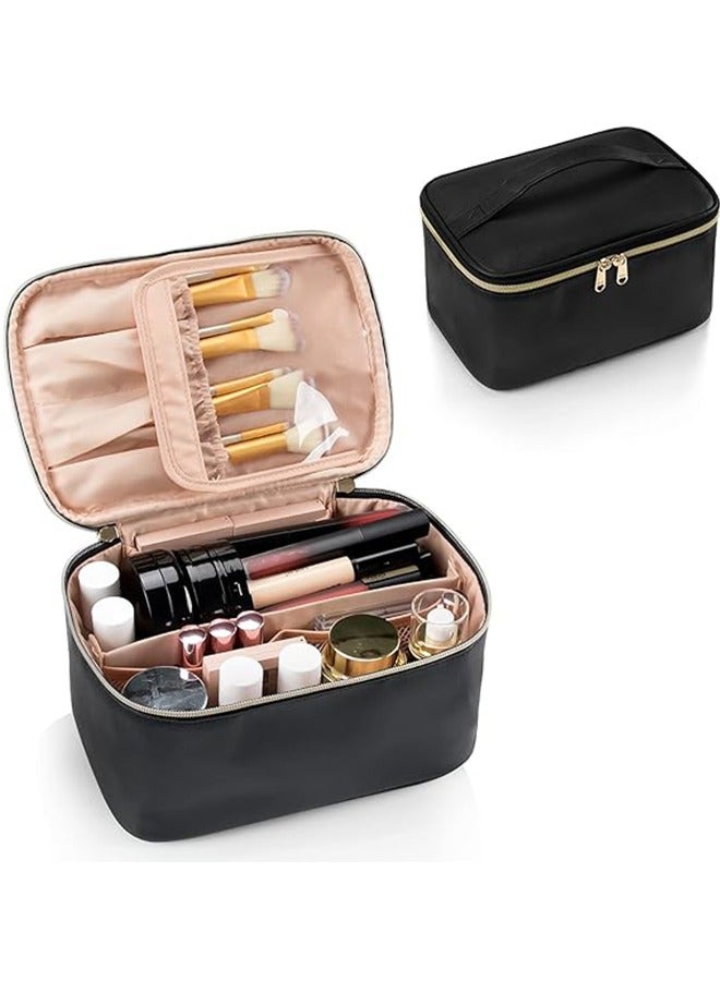 Makeup Bag, Large Capacity Portable Travel Cosmetic Bag, Waterproof Makeup Organizer for Women with Handle and Divider