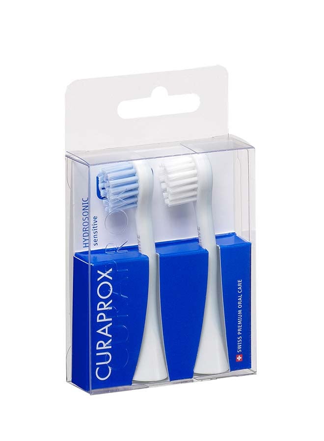 Hydrosonic pro, brush head sensitive, white/light blue, 2 pcs.