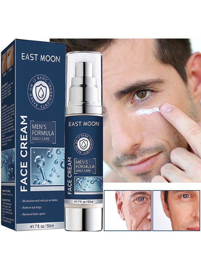 Men's Face Cream, 6 In 1 Mens Face Moisturizer For Under Eye Bags, Moisturizing Face Cream For Men, Nourishing Skin And Wrinkles Face Cream For Dark Spots, Fine Lines, Crows Feet Eye 50ML