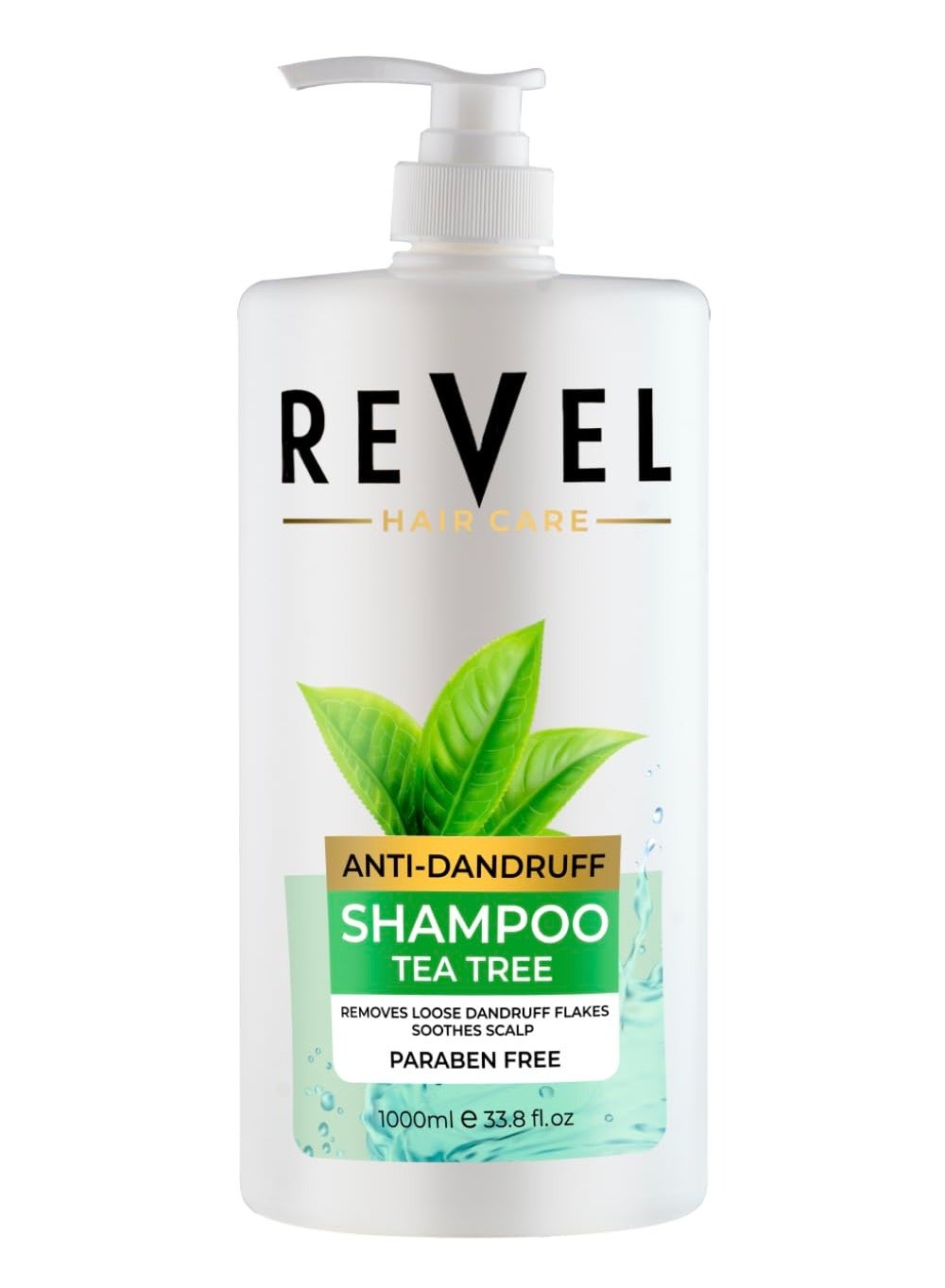 Revel Hair Care Anti Dandruff Tea Tree Oil Shampoo 1000ml For Men & Women, Paraben Free, Reduce Hair Fall, Soothe Scalp