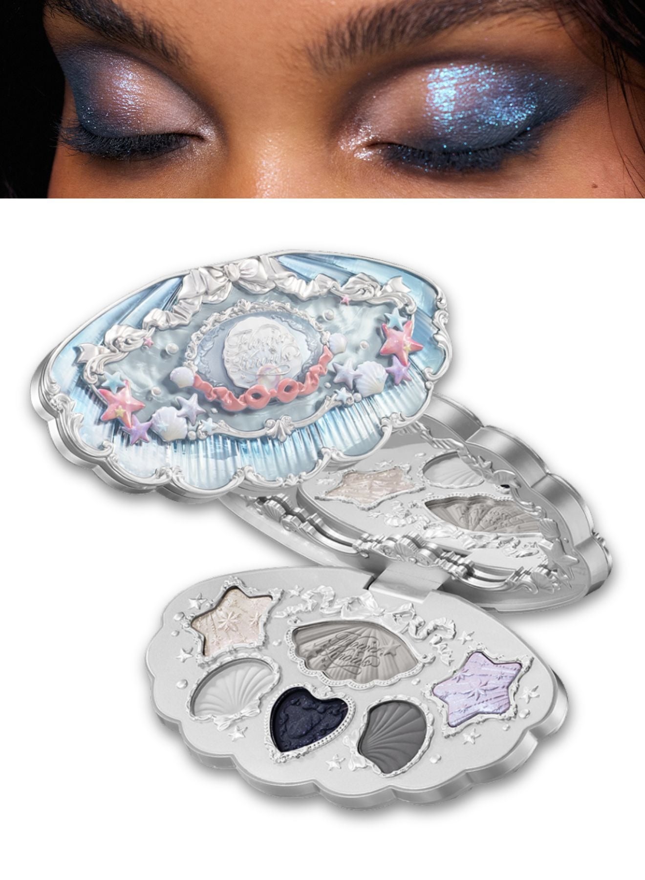 Shell's Jewel Eyeshadow Palette – 6 Smoky Grey & Silver Tones with Matte and Shimmer – 03 Deep Sea