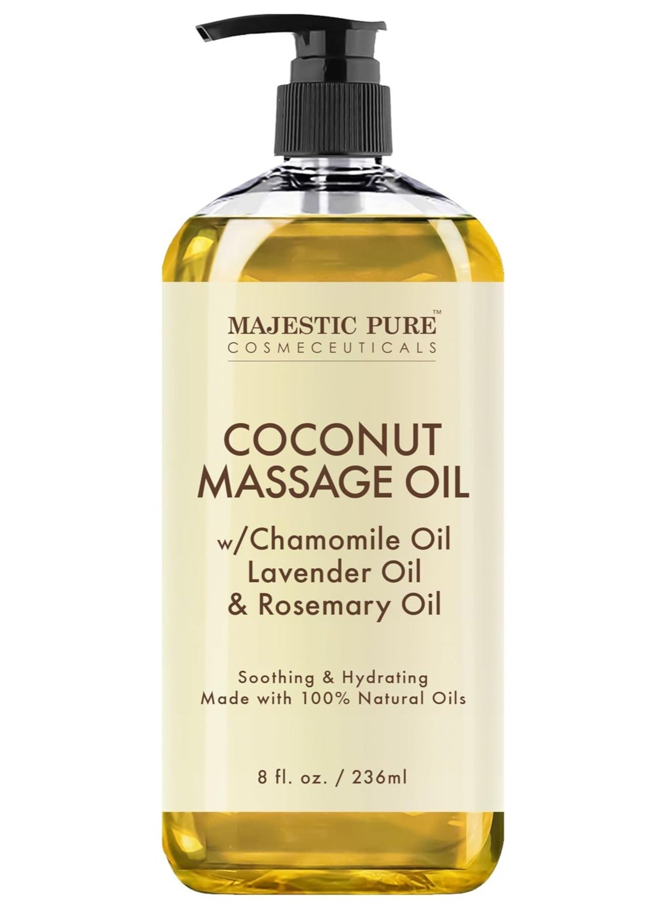 Coconut Massage Oil - 236 ml | Ultra-Glide Formula with Soothing Aroma | Natural Oils for Massage Therapy & Pain Relief | Suitable for All Skin Types - Men & Women