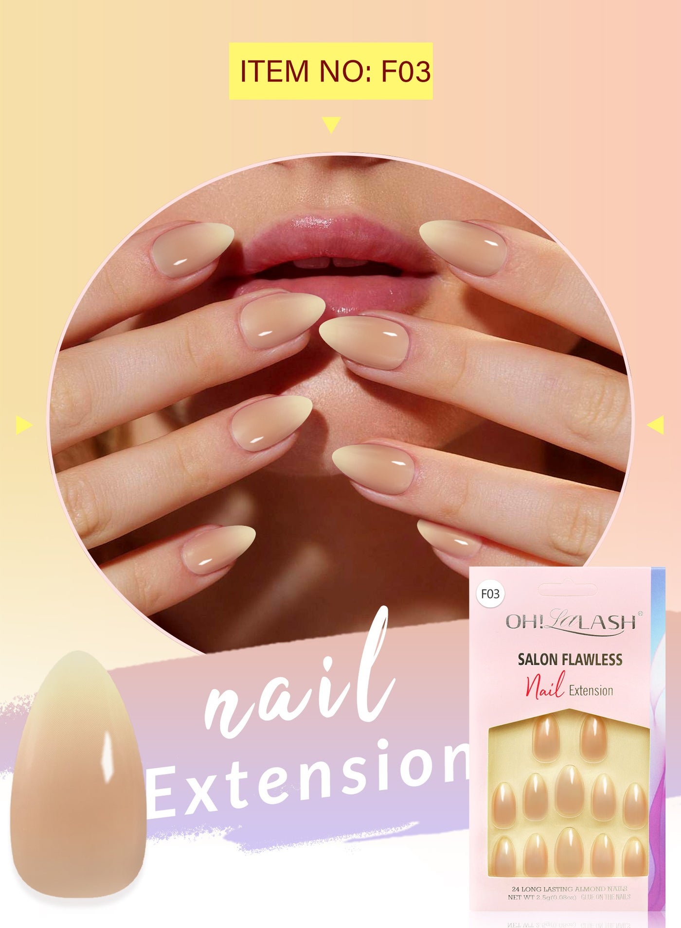 Press on nails simple and elegant short french ombre white nail art with self adhesive.Acrylic nails for women