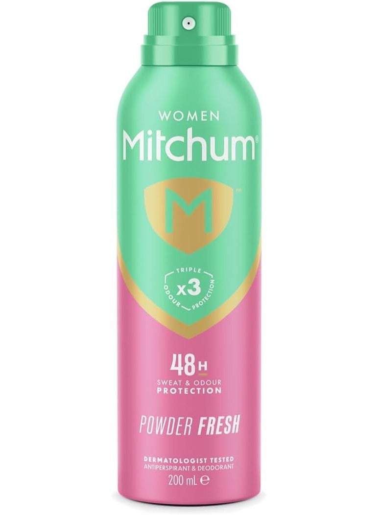 Women Triple Odor Defense 48HR Protection Aerosol Deodorant & Anti-Perspirant Powder Fresh 200 ml