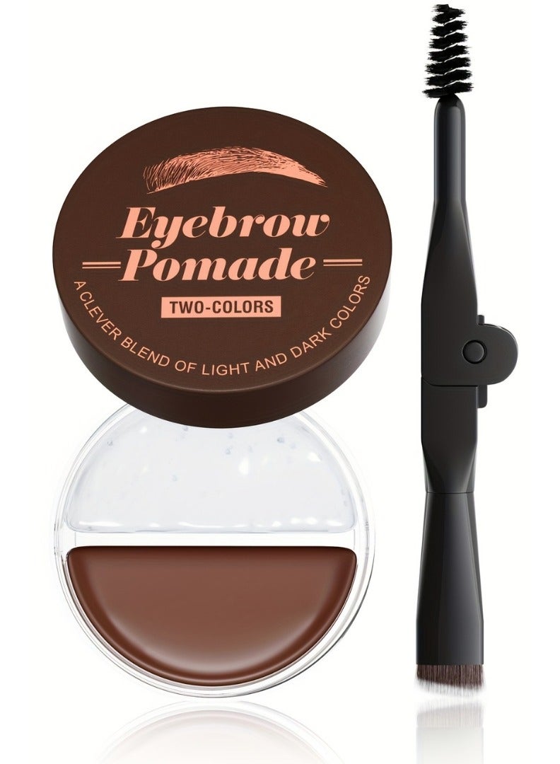 2 Color Eyebrow Pomade Natural Long Lasting Waterproof Eyebrow Makeup Gel with Eyebrow Brush Eyebrow Color Cream and Eyebrow Styling Brow Shaping Gel Pomade Clear Brow Gel and Dark Brown 05