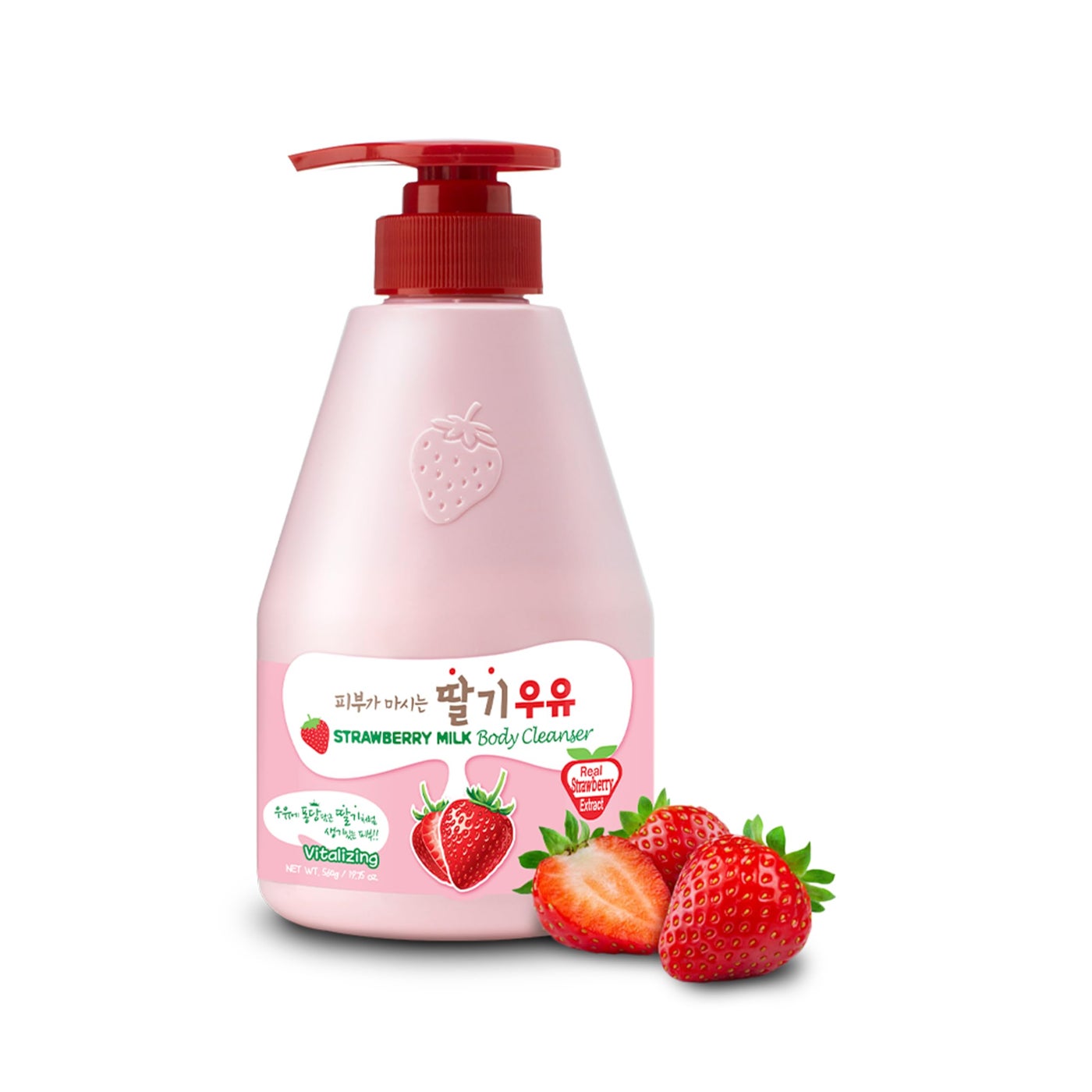 Kwailnara Strawberry Milk Body Wash â€“ Korean Body Cleanser with Strawberry Extract for Hydrated, Smooth Skin, 560 g / 19.75 oz.