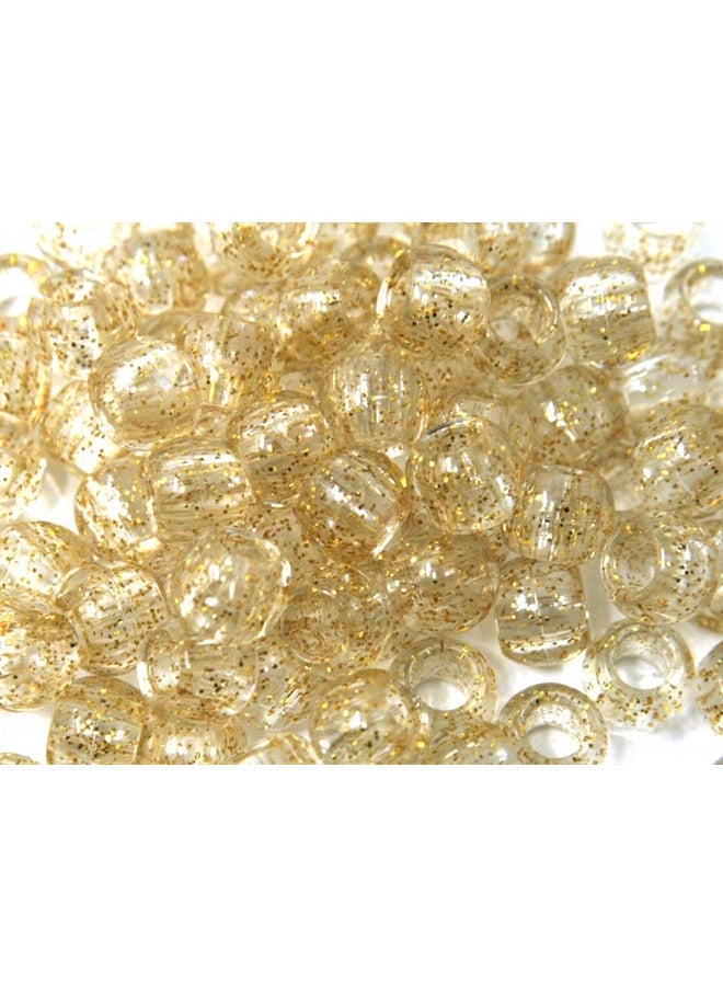 Tara Assorted Color Design 60 Pieces Plastic Beads 12 x 12 mm for Braid Hair for Girls (Gold Sparkle)