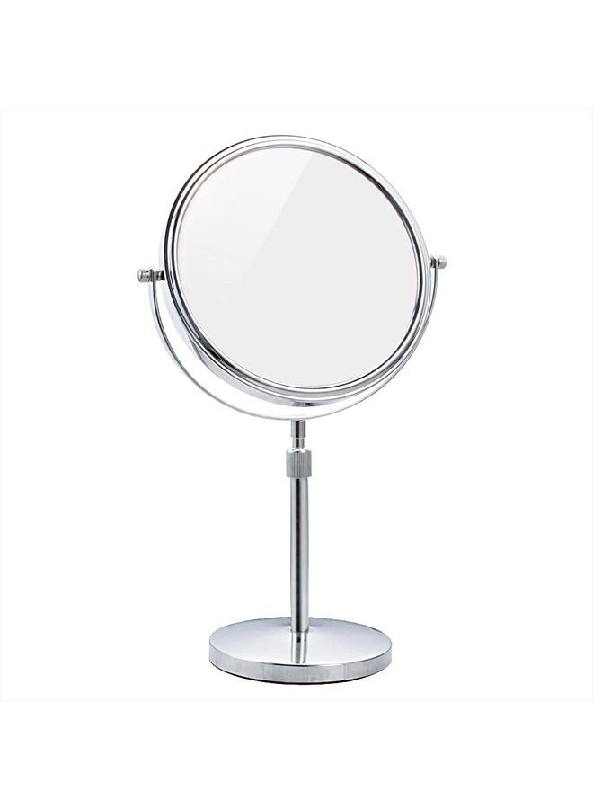 Tabletop Makeup Mirror 8 Inch Double-Sided with 7X Magnification, Freestanding Mirror with Pedestal for Shaving, Height Adjustable Chrome Finish (8 Inch, 7X)